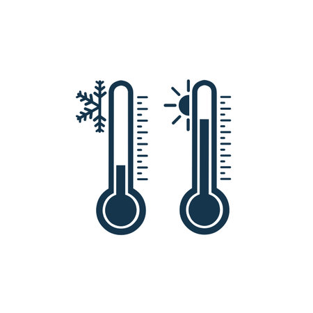 Hot and cold thermometer icon. Sign design. Vector graphics flat on the white background.