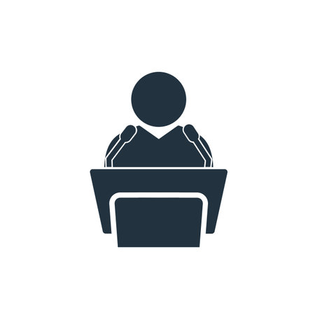 conference icon Men speaking in trendy flat style isolated on white background. speech symbols for web and mobile apps. Vector illustrationのイラスト素材