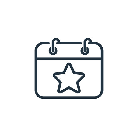 Star calendar icon isolated on a white background. Favorite symbols, Schedule for web and mobile apps.のイラスト素材