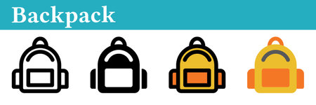 Backpack icon on white background. Backpack symbol. Line, glyph, colored outline, flat icon style. For web and mobile design.のイラスト素材