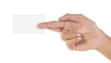 hand holding a business cardの写真素材
