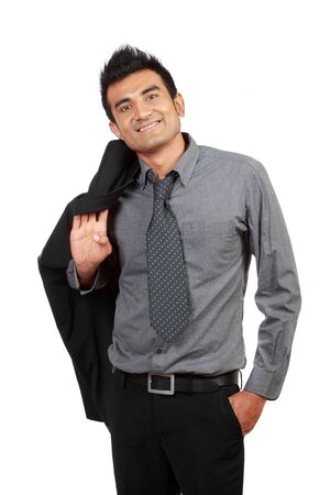 Portrait of happy smiling businessman, isolated on whiteの写真素材