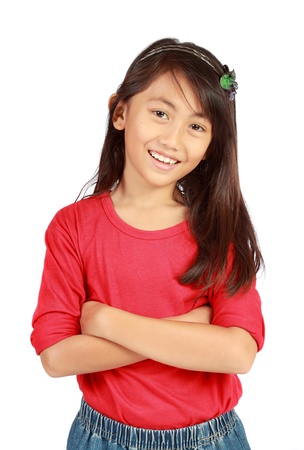 portrait of young cute little girl smilingの写真素材