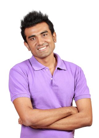 Closeup of a happy young man looking at camera smilingの写真素材