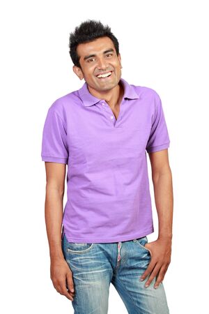 young casual man portrait, isolated on white backgroundの写真素材
