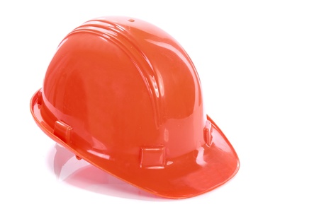 Orange Construction Helmet in isolated backgroundの写真素材