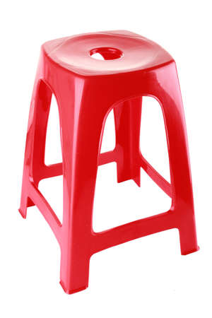 red plastic chair on isolated white backgroundの写真素材