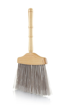 Wooden Broom isolated on white backgroundの写真素材