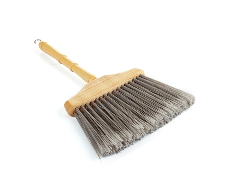Wooden Broom isolated on white backgroundの写真素材