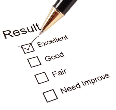 colse up of quality survey questionnaire and penの写真素材