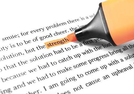 Highlighter and word strength - concept business backgroundの写真素材