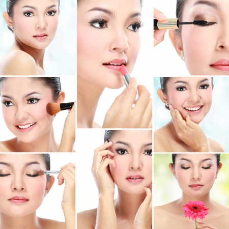 collage of a beautiful asian woman natural beautyの写真素材