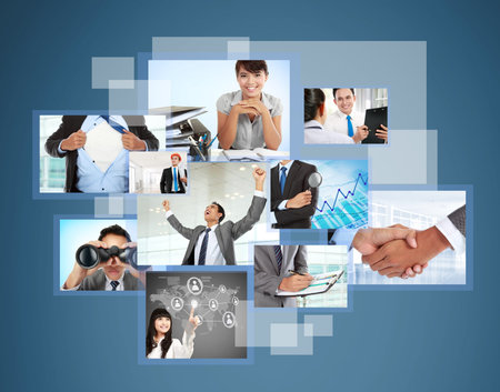 Variety of photos are projecting. Photography internet gallery business