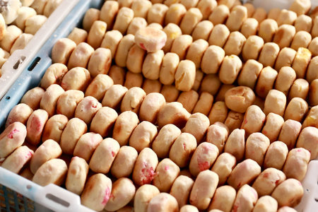 portrait of a box of indonesian traditional cake bakpia