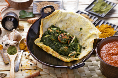 portrait of indian murg patiala with some seasoning around