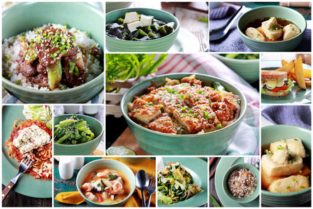 A portrait of fusion various Indonesian food, close upの写真素材