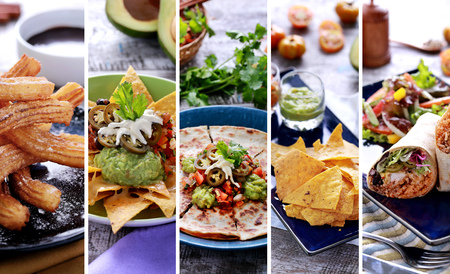 A portrait of various mexican food buffet, close upの写真素材