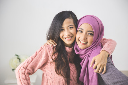 Portrait of beautiful friend having fun together. harmony in diversityの写真素材