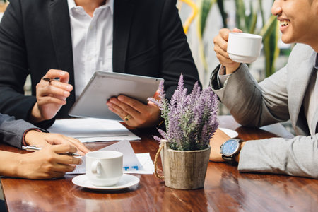 portrait of hand Close up working process at business meetingの写真素材