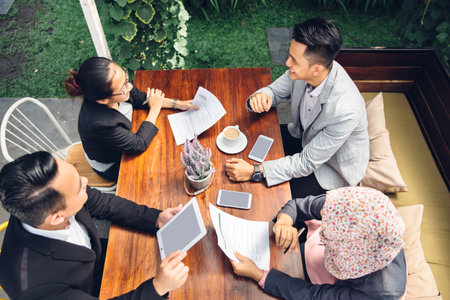 portrait of Business people meeting in a cafe
