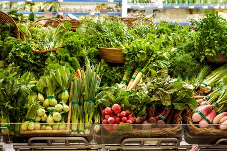 portrait of various types of vegetables for ingredients at groceryの写真素材