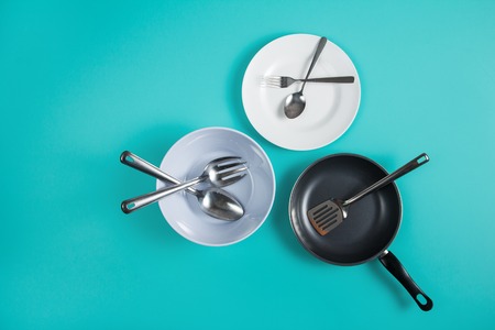 group of kitchen tools and dishwareの写真素材