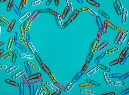 heart shaped colorful paperclipの写真素材