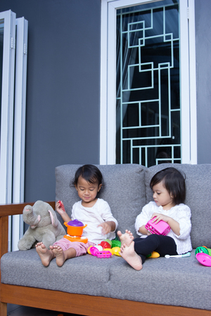 Playing in the living roomの写真素材