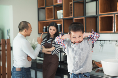 Please stop parent fighting at the backgroundの写真素材