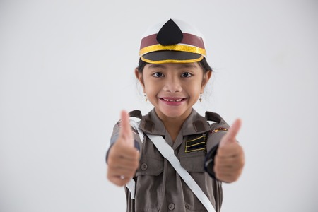 kid pretending to be police officerの写真素材