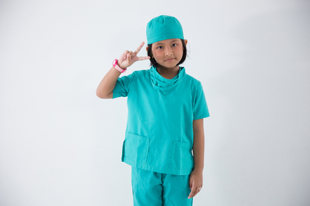 little kid profession uniform as a nurseの写真素材