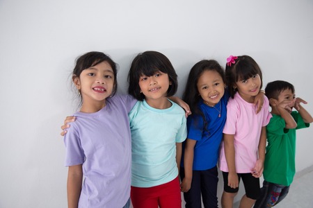 little kids best friend taking selfieの写真素材