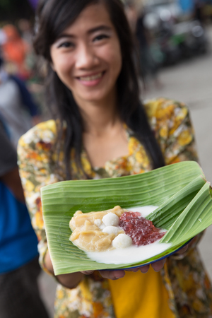 indonesian porridge made from glutinous rice flourの写真素材