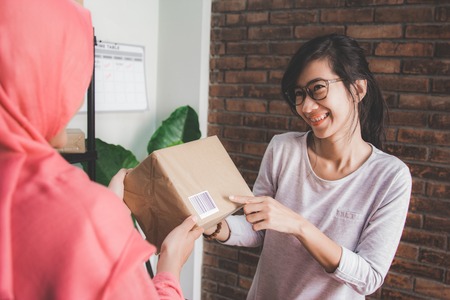 woman with packageの写真素材