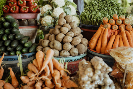 vegetable in traditional market in asiaの写真素材