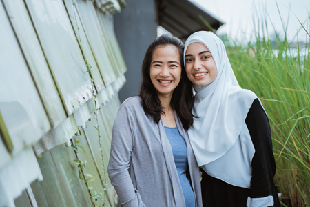 middle eastern woman friend togetherの写真素材