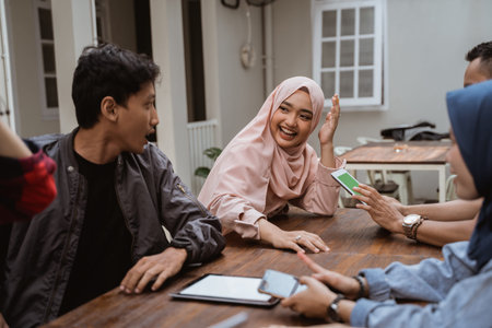 Group of friends office meeting together