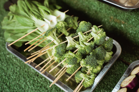 Grilled vegetable on a dish pan