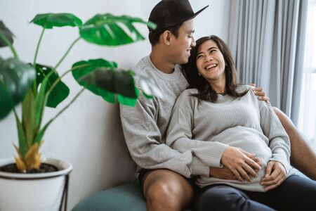 happiness husband and wife feel pregnancyの写真素材