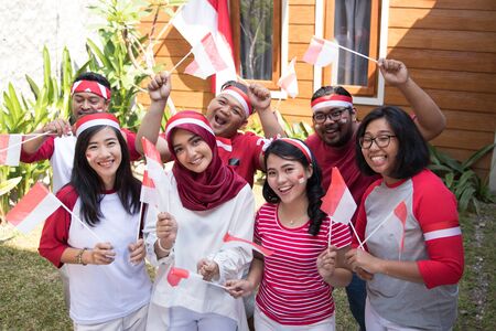 indonesian people celebrating independence dayの写真素材