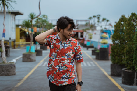 pose of handsome man wearing casual clothes