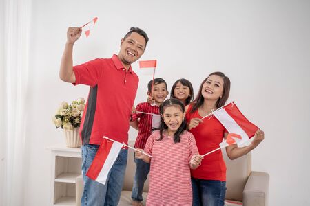 Family indonesia celebrating independence dayの写真素材