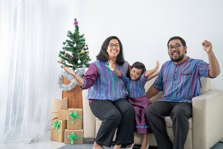 Indonesian family christmas celebrationの写真素材