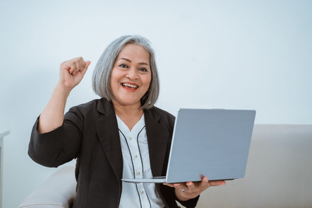 Old woman beautiful mature asian woman doing business