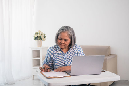 Old woman confident is seriously beautiful