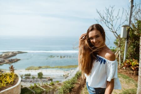 woman enjoy summer at the beachの写真素材