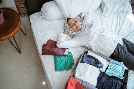 muslim woman with scarf relaxing