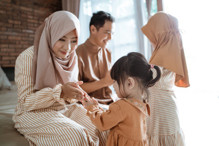 muslim family ask forgivenessの写真素材