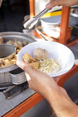 bakso. indonesian meatball street food with soupの写真素材