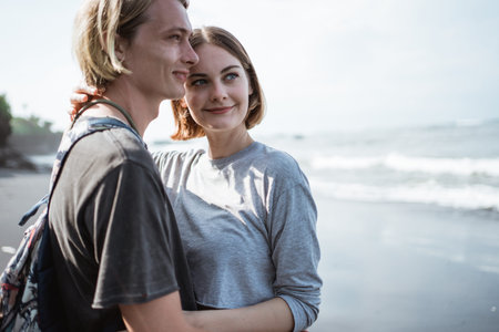 Young couple vacation on the beach